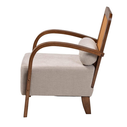 Baxton Studio - Sage Chair in Light Grey/Walnut Brown/Natural Brown - RDS-S990-1S-Grey/Walnut PE Rattan-Chair view 3