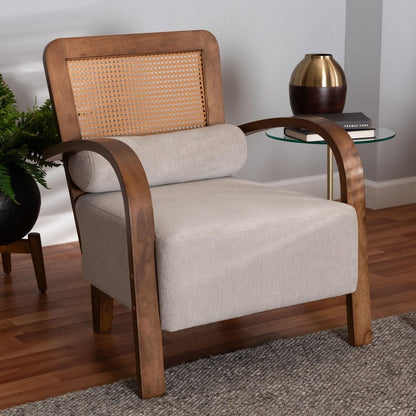 Baxton Studio - Sage Chair in Light Grey/Walnut Brown/Natural Brown - RDS-S990-1S-Grey/Walnut PE Rattan-Chair view 8