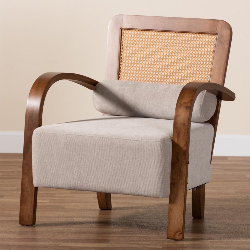Baxton Studio - Sage Chair in Light Grey/Walnut Brown/Natural Brown - RDS-S990-1S-Grey/Walnut PE Rattan-Chair view 9