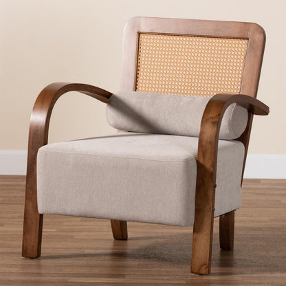 Baxton Studio - Sage Chair in Light Grey/Walnut Brown/Natural Brown - RDS-S990-1S-Grey/Walnut PE Rattan-Chair view 9