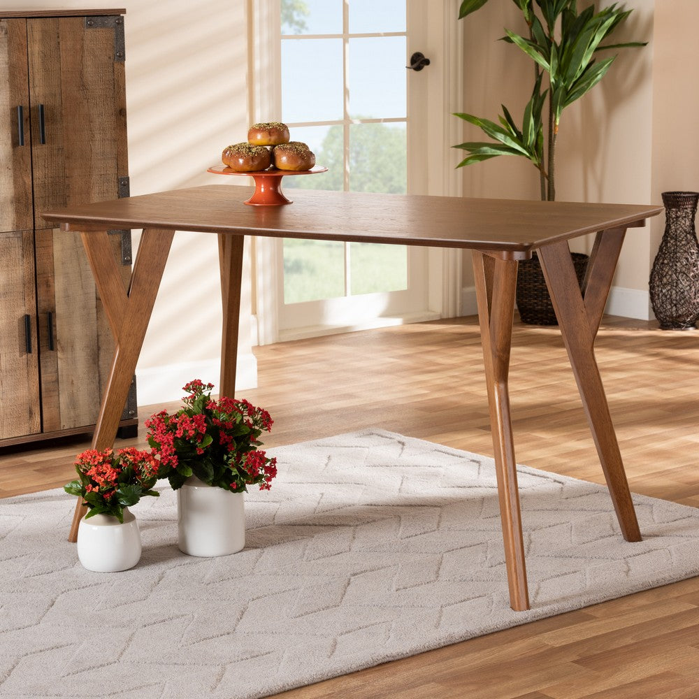 Baxton Studio - Sahar Dining Table in Walnut brown  - BBT4074-Walnut-DT view 6