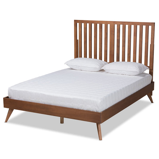 Baxton Studio - Saki Queen Size Bed in Walnut Brown - Saki-Ash Walnut-Queen view 1