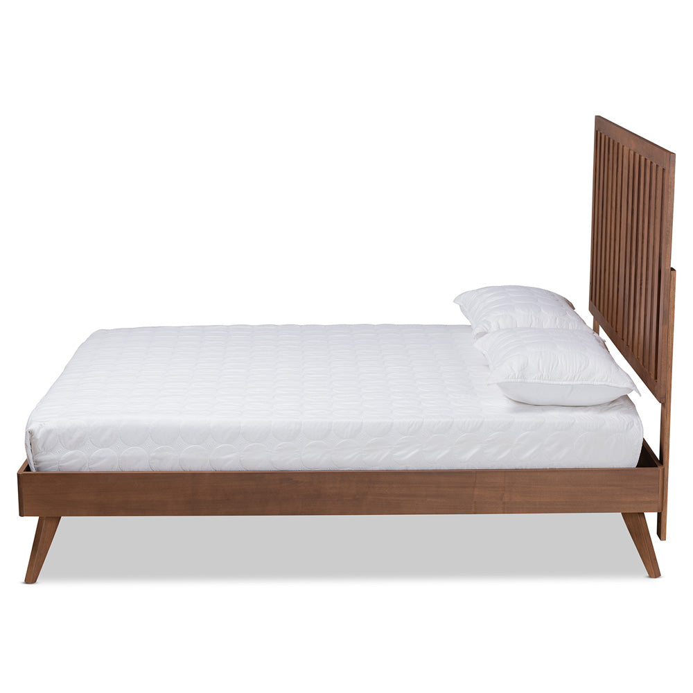 Baxton Studio - Saki Queen Size Bed in Walnut Brown - Saki-Ash Walnut-Queen view 2