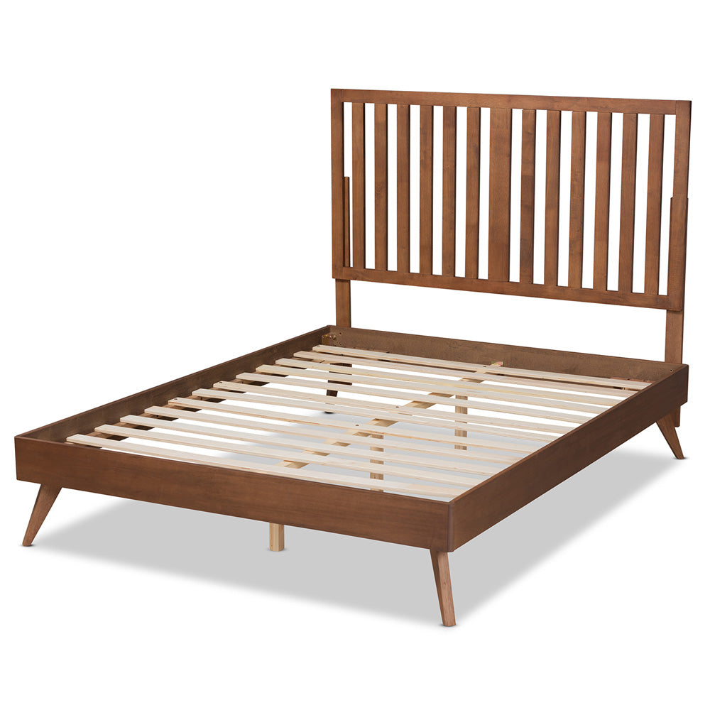 Baxton Studio - Saki Queen Size Bed in Walnut Brown - Saki-Ash Walnut-Queen view 3