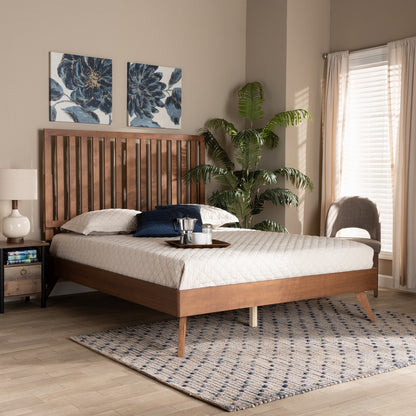Baxton Studio - Saki Queen Size Bed in Walnut Brown - Saki-Ash Walnut-Queen view 6