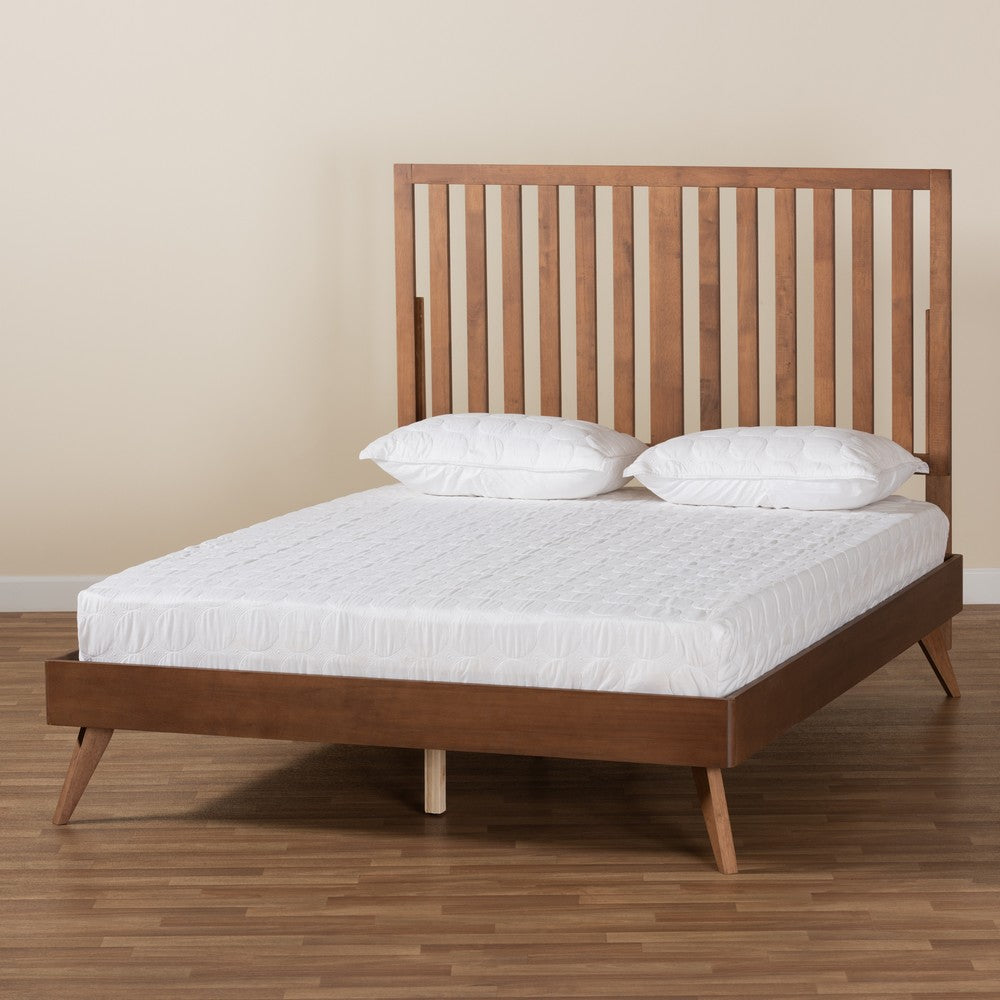 Baxton Studio - Saki Queen Size Bed in Walnut Brown - Saki-Ash Walnut-Queen view 7