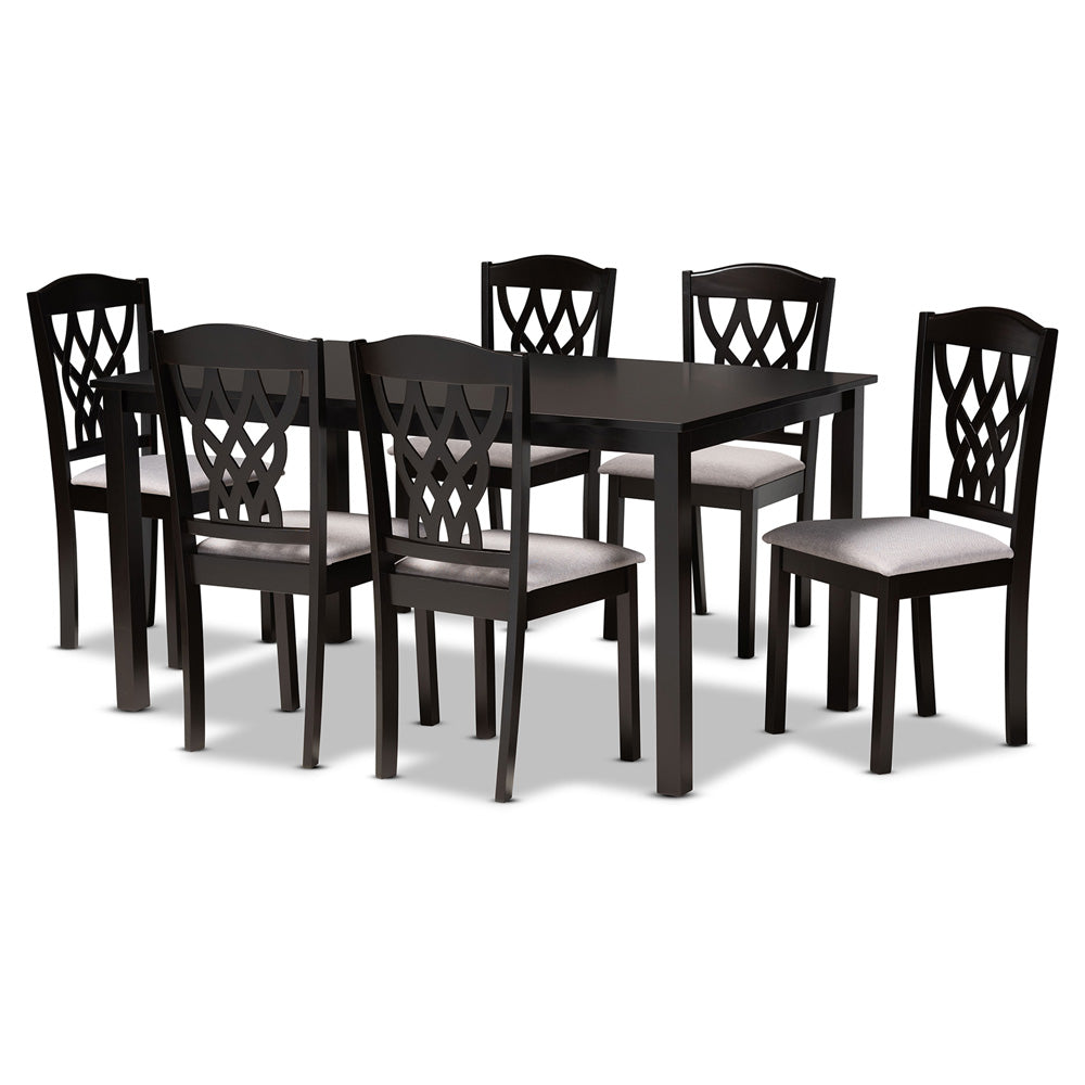 Baxton Studio - Salem Dining Set in Grey/Dark Brown - RH1017C-Grey/Dark Brown-7PC Dining Set view 1