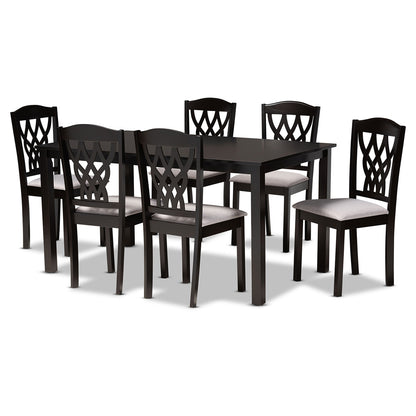 Baxton Studio - Salem Dining Set in Grey/Dark Brown - RH1017C-Grey/Dark Brown-7PC Dining Set view 1