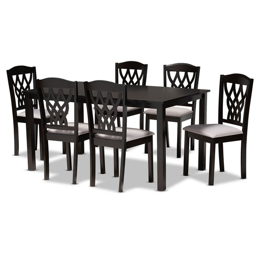 Baxton Studio - Salem Dining Set in Grey/Dark Brown - RH1017C-Grey/Dark Brown-7PC Dining Set view 1