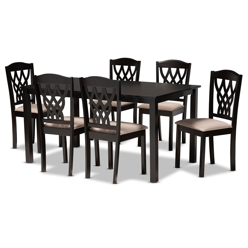 Baxton Studio - Salem Dining Set in Sand/Dark brown - RH1017C-Sand/Dark Brown-7PC Dining Set view 1
