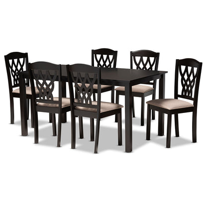 Baxton Studio - Salem Dining Set in Sand/Dark brown - RH1017C-Sand/Dark Brown-7PC Dining Set view 1