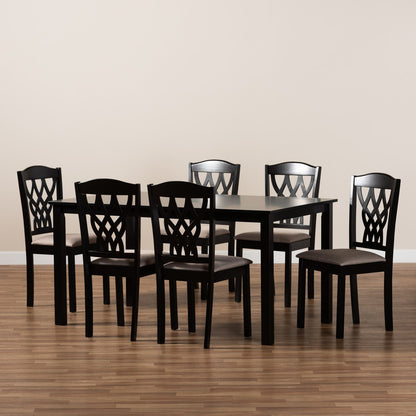Baxton Studio - Salem Dining Set in Sand/Dark brown - RH1017C-Sand/Dark Brown-7PC Dining Set view 7