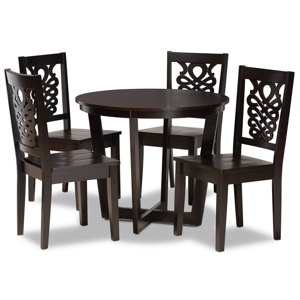 Baxton Studio - Salida Dining Set in Dark Brown - Salida-Dark Brown-5PC Dining Set view 1