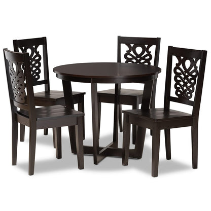 Baxton Studio - Salida Dining Set in Dark Brown - Salida-Dark Brown-5PC Dining Set view 1