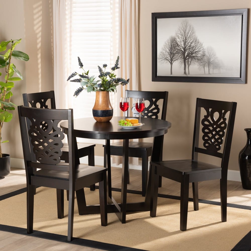 Baxton Studio - Salida Dining Set in Dark Brown - Salida-Dark Brown-5PC Dining Set view 7