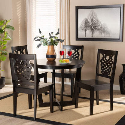 Baxton Studio - Salida Dining Set in Dark Brown - Salida-Dark Brown-5PC Dining Set view 7