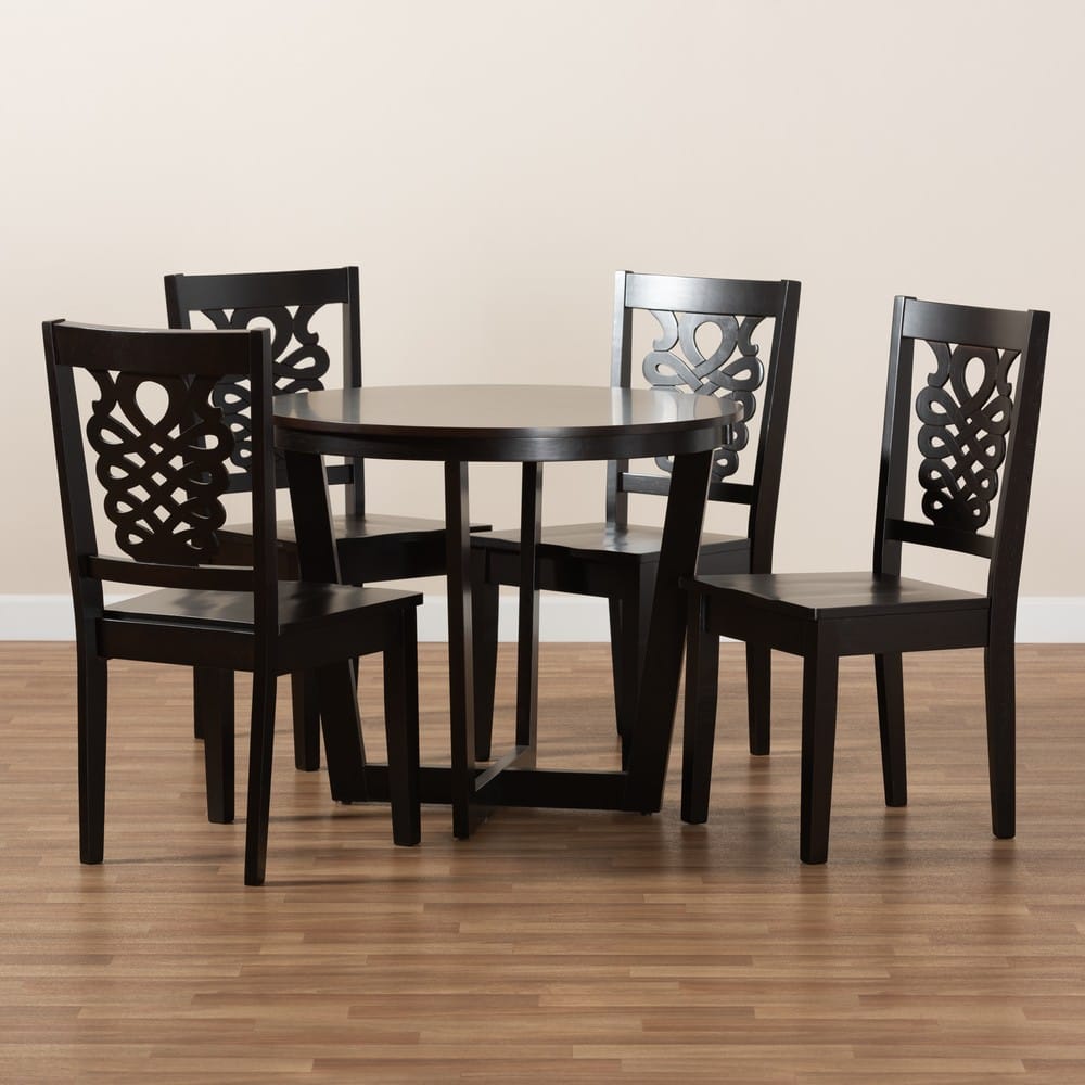 Baxton Studio - Salida Dining Set in Dark Brown - Salida-Dark Brown-5PC Dining Set view 8