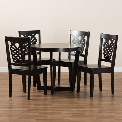 Baxton Studio - Salida Dining Set in Dark Brown - Salida-Dark Brown-5PC Dining Set view 8