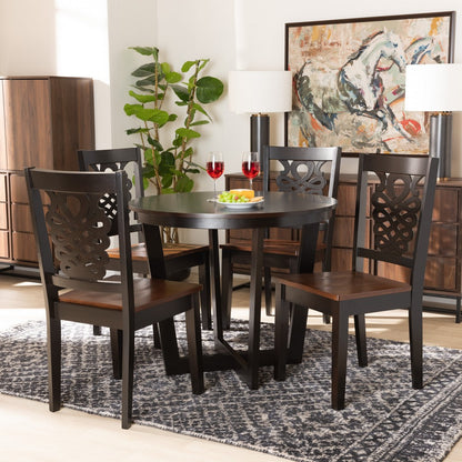 Baxton Studio - Salida Dining Set in Dark Brown/Walnut Brown - Salida-Dark Brown/Walnut-5PC Dining Set view 7