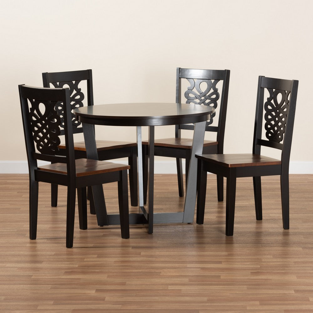 Baxton Studio - Salida Dining Set in Dark Brown/Walnut Brown - Salida-Dark Brown/Walnut-5PC Dining Set view 8