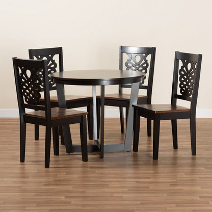 Baxton Studio - Salida Dining Set in Dark Brown/Walnut Brown - Salida-Dark Brown/Walnut-5PC Dining Set view 8