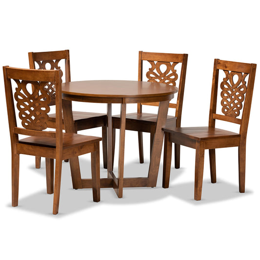 Baxton Studio - Salida Dining Set in Walnut Brown - Salida-Walnut-5PC Dining Set view 1