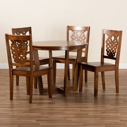 Baxton Studio - Salida Dining Set in Walnut Brown - Salida-Walnut-5PC Dining Set view 8