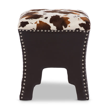 Baxton Studio - Sally Bench in Brown/Cow Print - WS-B1212-Brown view 2