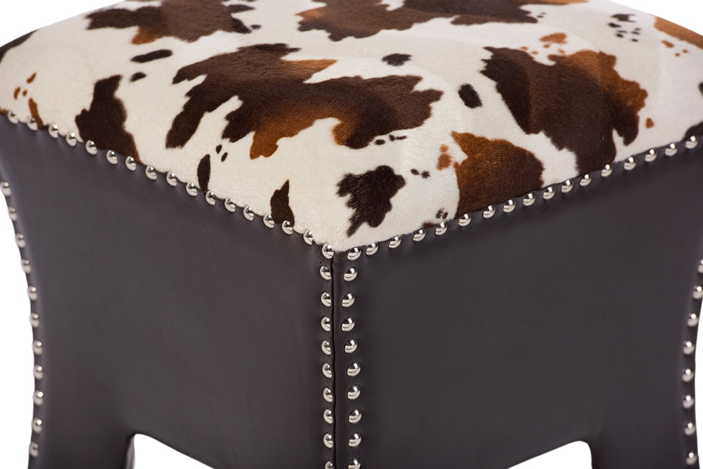Baxton Studio - Sally Bench in Brown/Cow Print - WS-B1212-Brown view 3