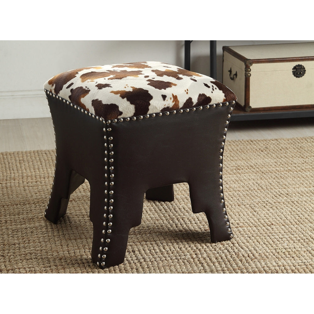 Baxton Studio - Sally Bench in Brown/Cow Print - WS-B1212-Brown view 4