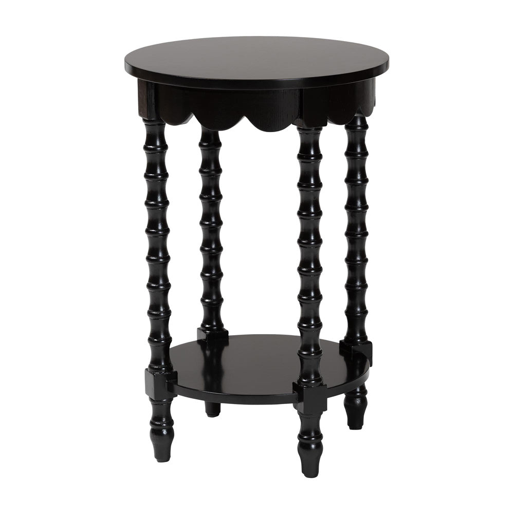 Baxton Studio - Sally Nightstand in Black - KL-1739-Sally Round-Black/Wooden-NS view 1