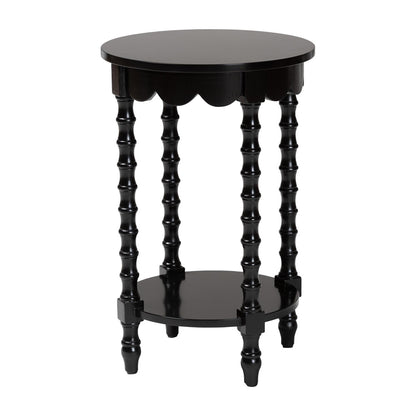 Baxton Studio - Sally Nightstand in Black - KL-1739-Sally Round-Black/Wooden-NS view 1