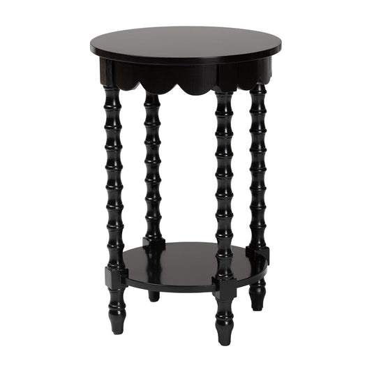 Baxton Studio - Sally Nightstand in Black - KL-1739-Sally Round-Black/Wooden-NS view 1