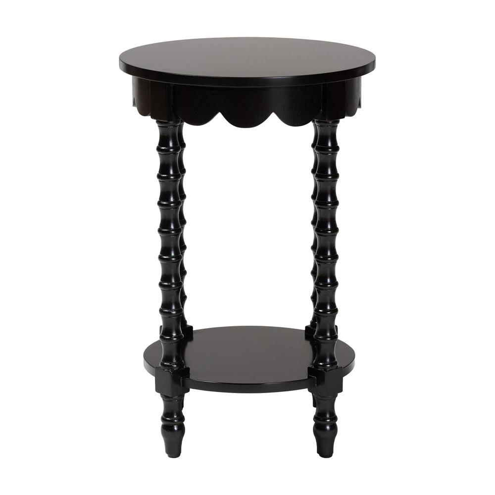 Baxton Studio - Sally Nightstand in Black - KL-1739-Sally Round-Black/Wooden-NS view 2