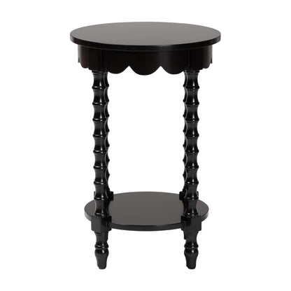 Baxton Studio - Sally Nightstand in Black - KL-1739-Sally Round-Black/Wooden-NS view 2