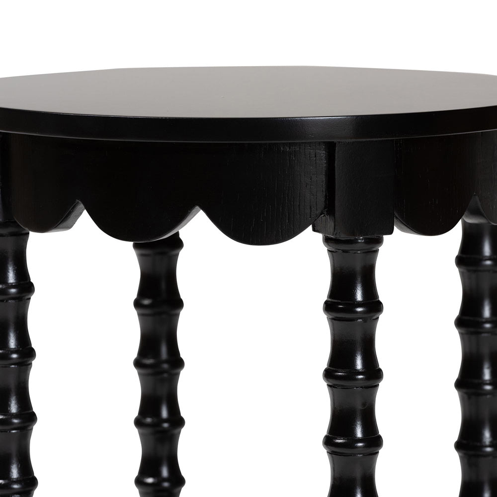 Baxton Studio - Sally Nightstand in Black - KL-1739-Sally Round-Black/Wooden-NS view 3