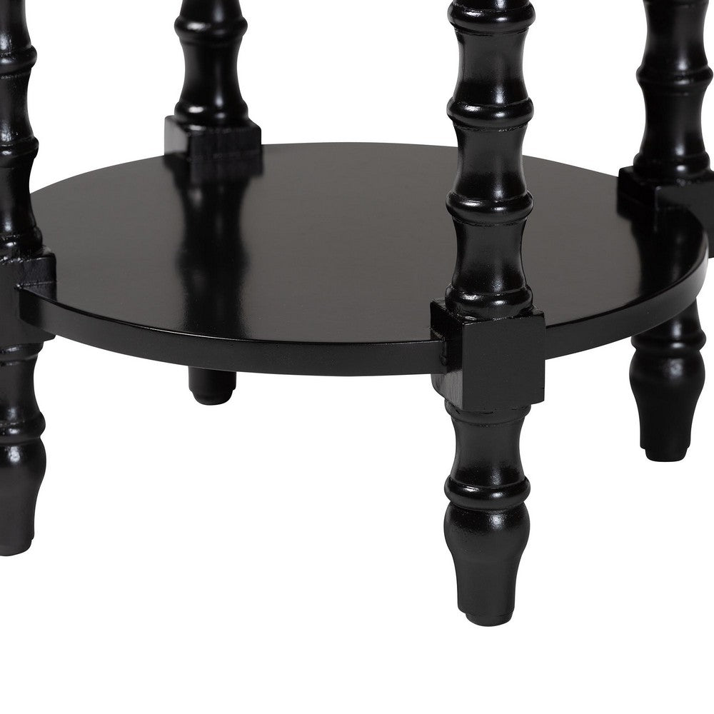 Baxton Studio - Sally Nightstand in Black - KL-1739-Sally Round-Black/Wooden-NS view 4