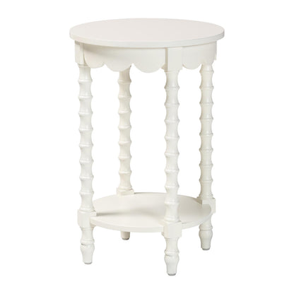 Baxton Studio - Sally Nightstand in White - KL-1739-Sally Round-White/Wooden-NS view 1