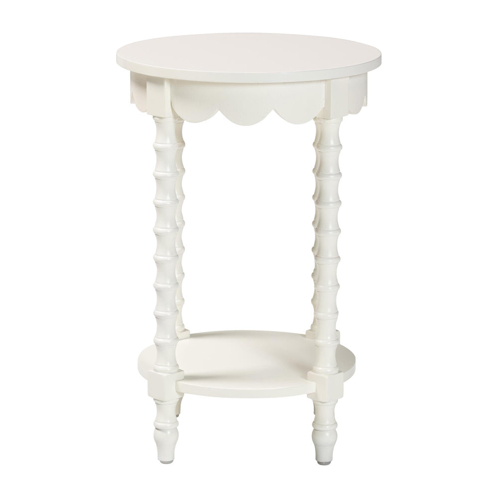 Baxton Studio - Sally Nightstand in White - KL-1739-Sally Round-White/Wooden-NS view 2