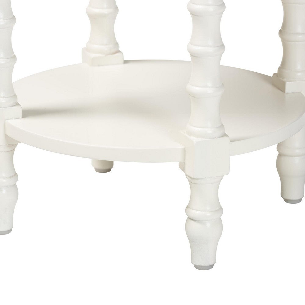Baxton Studio - Sally Nightstand in White - KL-1739-Sally Round-White/Wooden-NS view 4