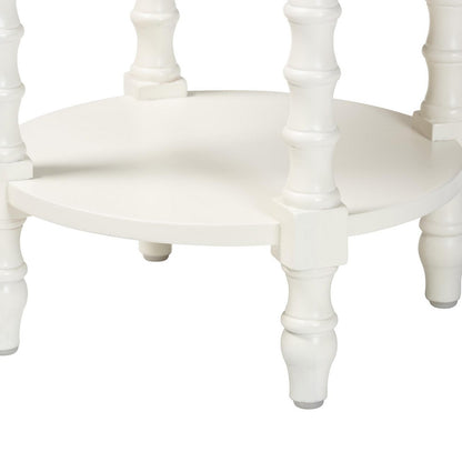 Baxton Studio - Sally Nightstand in White - KL-1739-Sally Round-White/Wooden-NS view 4