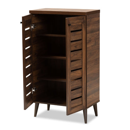 Baxton Studio - Salma Shoe Cabinet in Walnut Brown - SESC70180WI-Columbia-Shoe Cabinet view 2