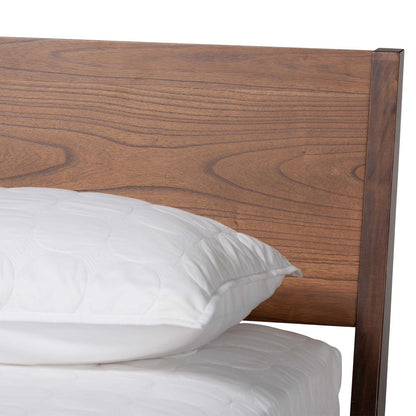 Baxton Studio - Salvatore Queen Size Bed in Walnut Brown - SW8521-Walnut-Queen view 4