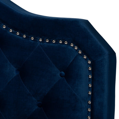 Baxton Studio - Samantha Queen Size Bed in Navy Blue/Black - Samantha-Navy Blue-Queen view 4