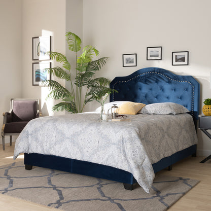 Baxton Studio - Samantha Queen Size Bed in Navy Blue/Black - Samantha-Navy Blue-Queen view 6