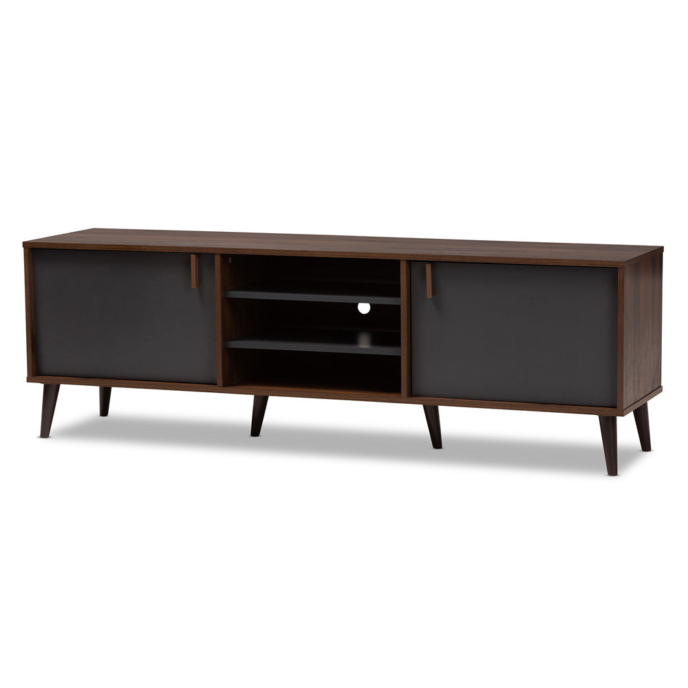 Baxton Studio - Samuel TV Stand in Walnut Brown/Dark Grey - SE TV9012WI-CLB/DG view 1