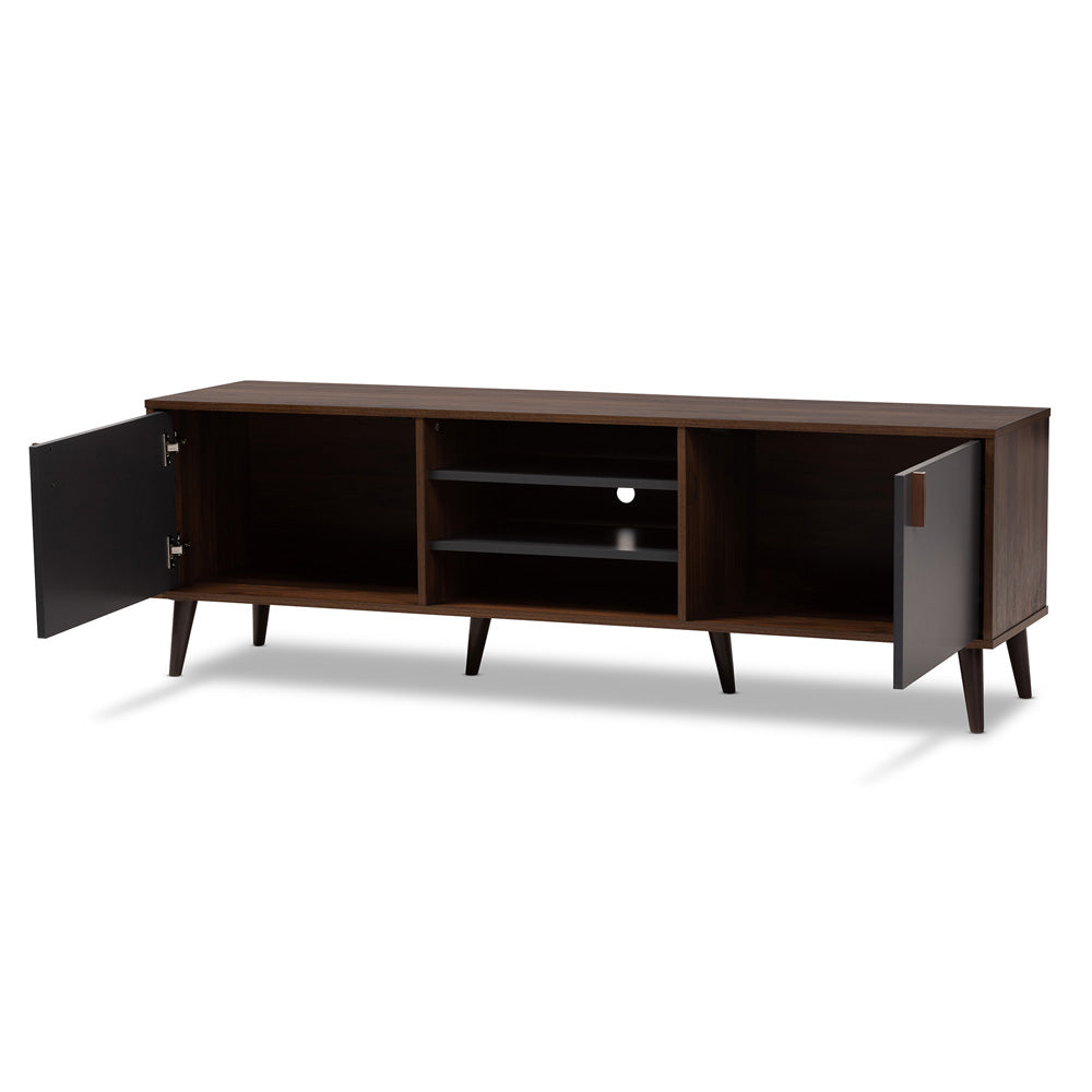 Baxton Studio - Samuel TV Stand in Walnut Brown/Dark Grey - SE TV9012WI-CLB/DG view 2
