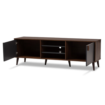 Baxton Studio - Samuel TV Stand in Walnut Brown/Dark Grey - SE TV9012WI-CLB/DG view 2
