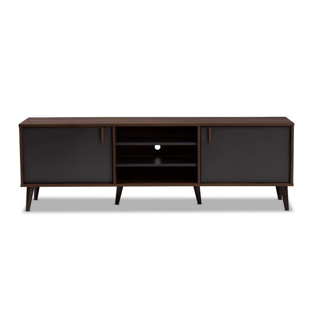Baxton Studio - Samuel TV Stand in Walnut Brown/Dark Grey - SE TV9012WI-CLB/DG view 3