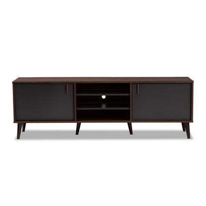 Baxton Studio - Samuel TV Stand in Walnut Brown/Dark Grey - SE TV9012WI-CLB/DG view 3